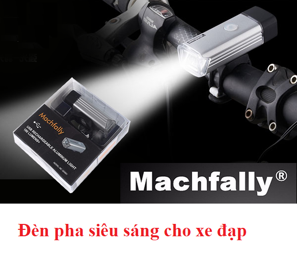 Đèn pha Xe đạp siêu sáng Machfally tặng khóa xe đạp chống chộm 4 số có đổi mã