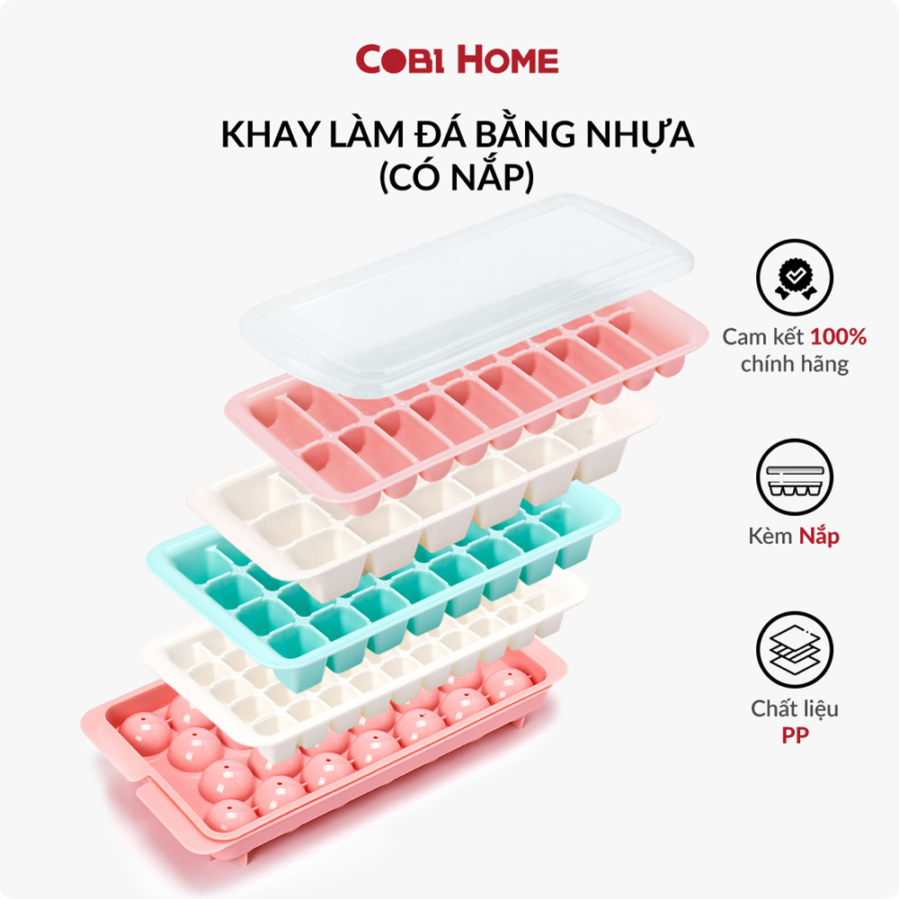 Khay đá viên vuông có nắp đậy 18 viên, 32 viên, 50 viên