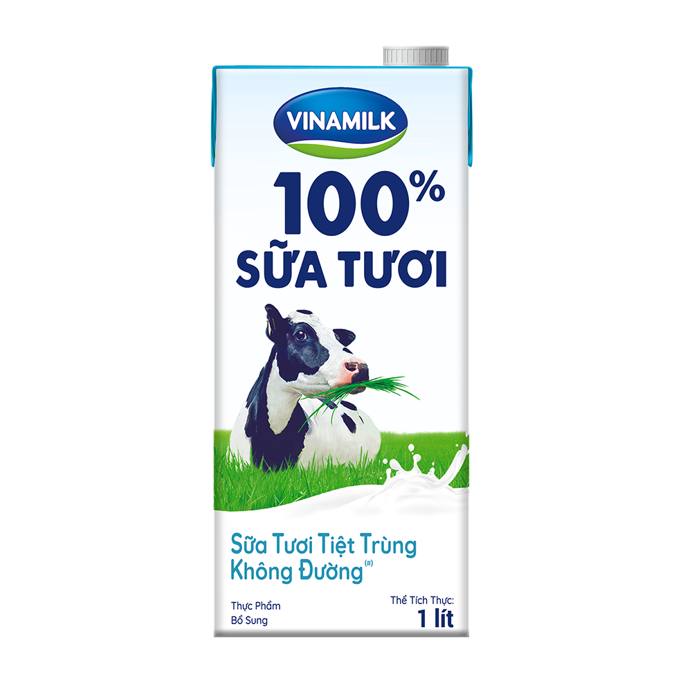 THÙNG 12 HỘP SỮA TƯƠI TIỆT TRÙNG VINAMILK 100% KHÔNG ĐƯỜNG 1L