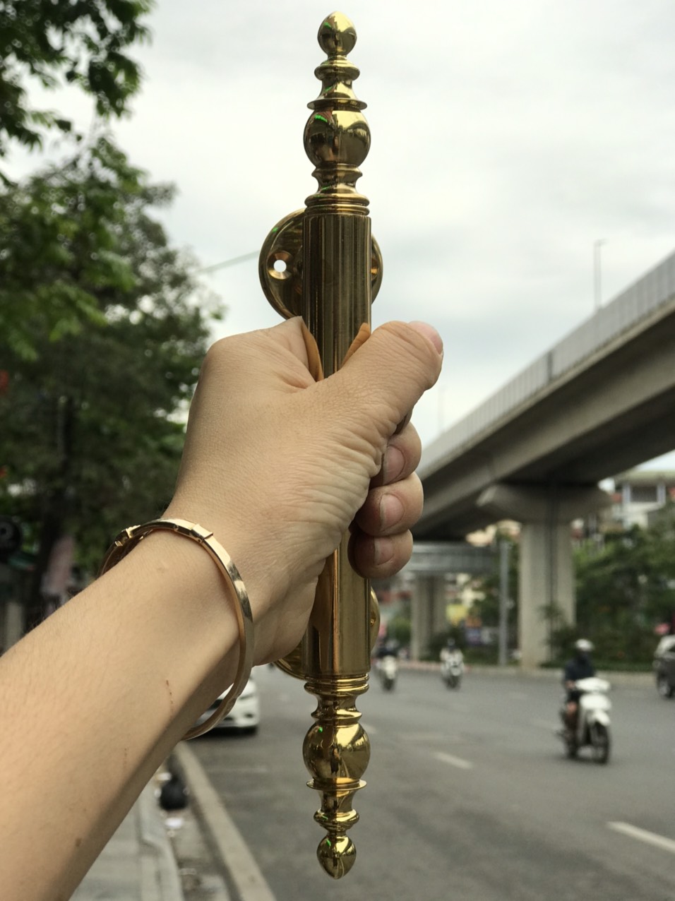 Tay nắm cửa, tay nắm tủ bằng đồng đúc 100% ĐB 22cm
