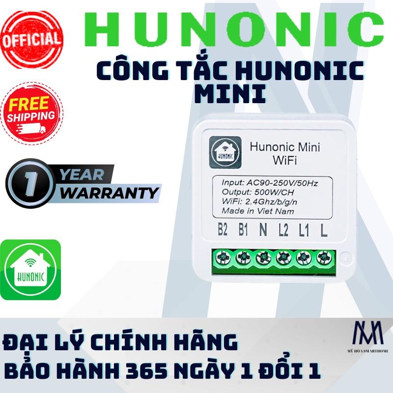 Công tắc Wifi Hunonic Mini 2 kênh 500W/kênh - LẮP SAU CÔNG TẮC ÂM TƯỜNG - Điều khiển từ xa bằng điện thoại