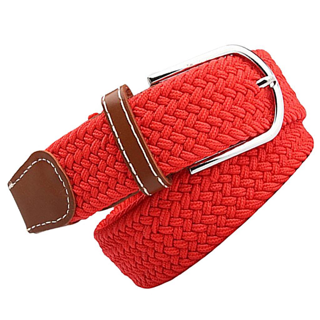 Men Women Casual Woven Canvas Belt Webbing Belt Travel Waistband Red
