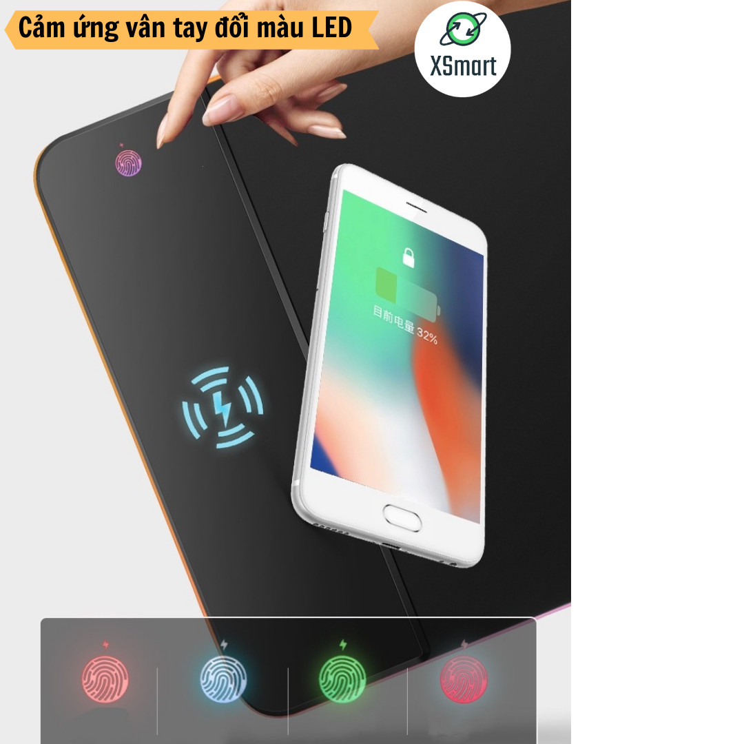 Lót Chuột LED RGB Tích Hợp Sạc Không Dây XSmart G96 PRO Cho Điện Thoại, Bàn Di Có Nhiều Chế Độ Khác Nhau - Hàng Chính Hãng