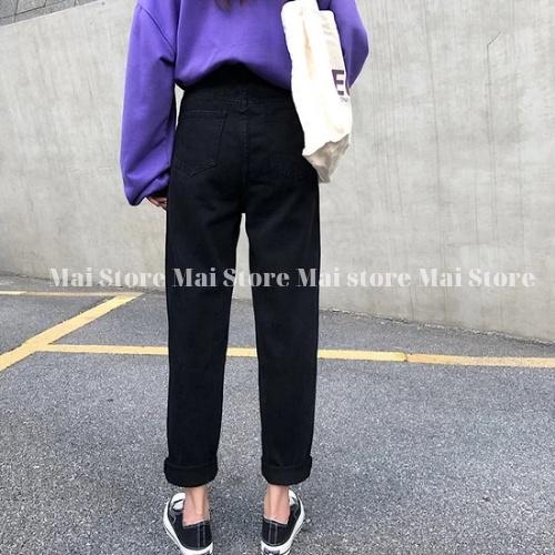 Quần bò baggy nữ 1 khuy cạp cao 3 màu MaiStore