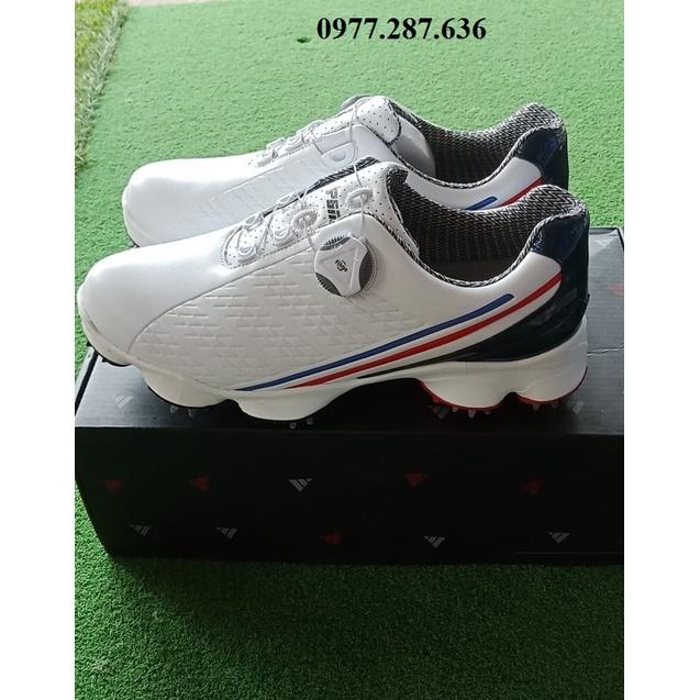 Giày golf nam núm vặn thể thao êm chân màu trắng đế đinh chống trơn trượt GG001