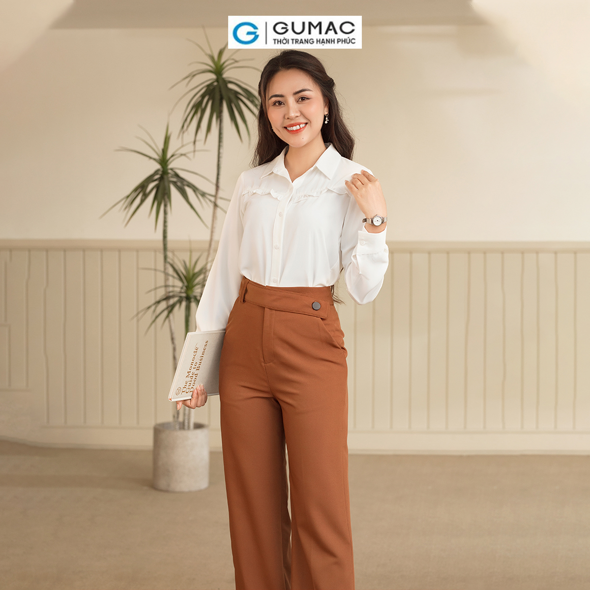 Quần tây nữ cài dây lưng thanh lịch tôn dáng sang trọng thời trang GUMAC QD06021 - QC10046