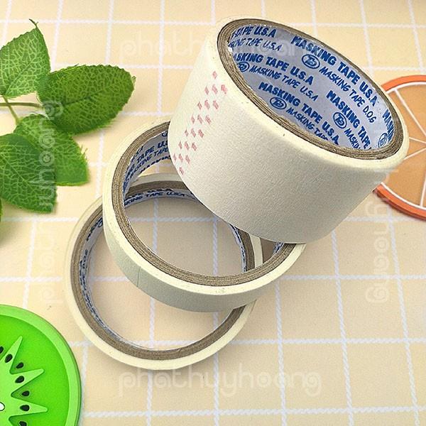 Combo 4 cuộn băng keo giấy 1.2cm hoặc 2 cuộn 2.3cm hoặc 1 cuộn 4.6 cm