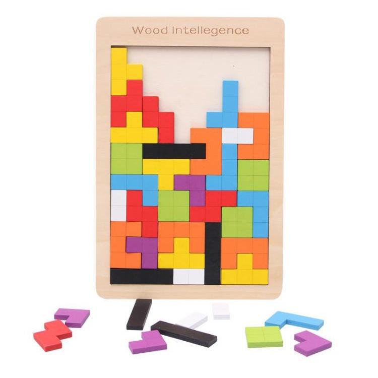 Đồ chơi xếp gạch tetris xếp hình gỗ puzzle - Đồ chơi gỗ thông minh cho bé