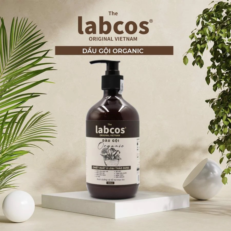 Dầu Gội Organic The Labcos Original Chiết Xuât 8 Loại Thảo Mộc Ngăn Gãy Rụng Giúp Tóc Bóng Khỏe Sạch Gàu Chai 500ml