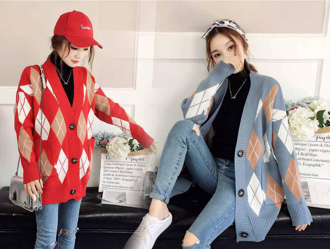 Áo khoác len nữ cardigan dày mịn quả trám - DL05273