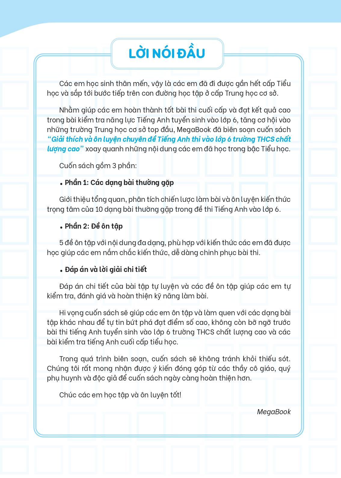 Giải Thích Và Ôn Luyện Chuyên Đề Tiếng Anh Thi Vào Lớp 6 Trường THCS Chất Lượng Cao