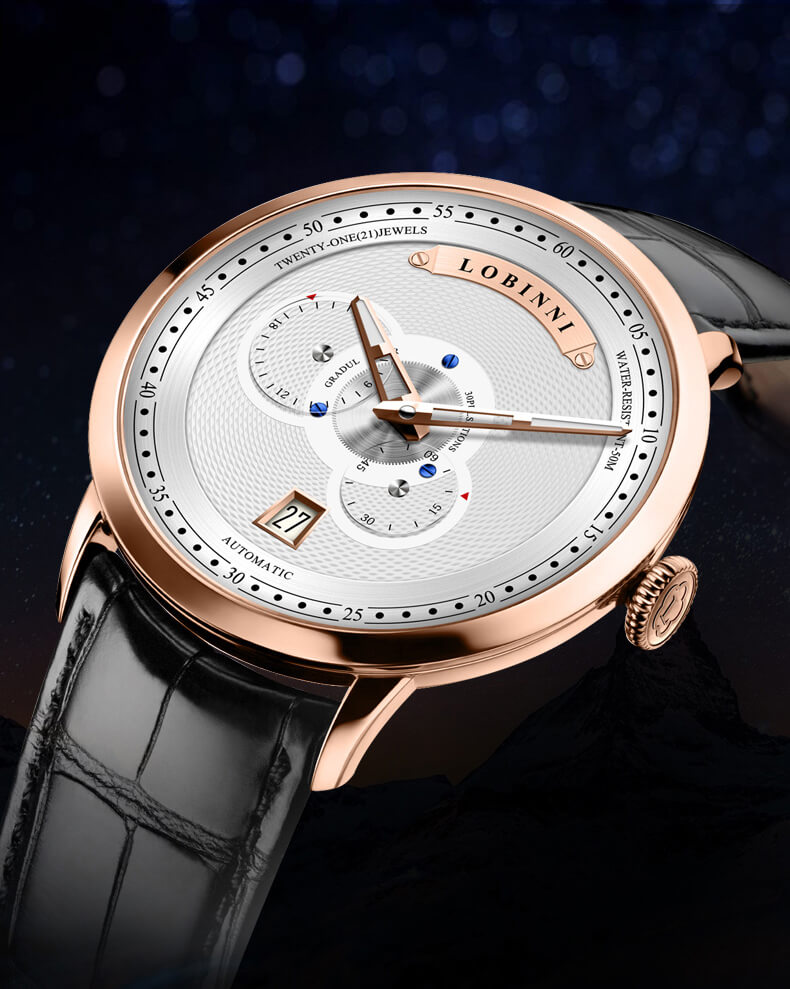 Đồng hồ nam chính hãng LOBINNI L16060-1 Kính sapphire ,chống xước ,Chống nước 50m ,Bảo hành 24 tháng,Máy cơ (Automatic),dây da cao cấp