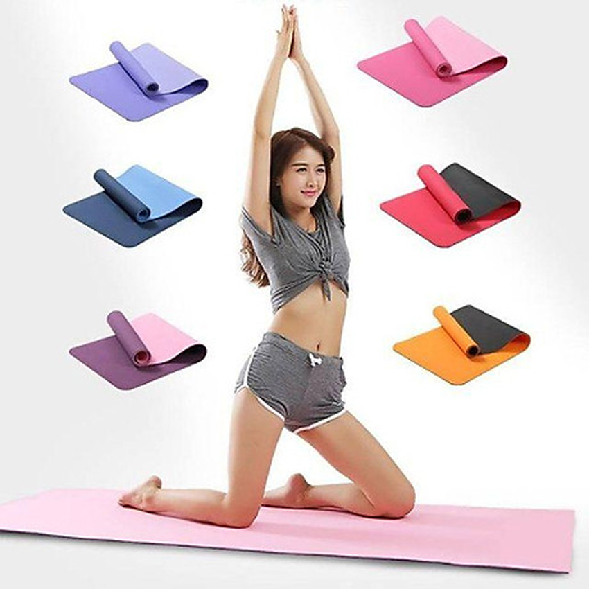 Thảm Tập Yoga Định Tuyến Cao Cấp Cao Su Non -Chọn Màu-Bề Mặt Bám Dính, Đàn Hồ,Chống Trơn, Trượt-Thấm Mồ Hôi- Vân In Chìm- Cao Su Tự Nhiên- Tặng Kèm Túi Đựng Thảm+ Khăn Lau Thảm