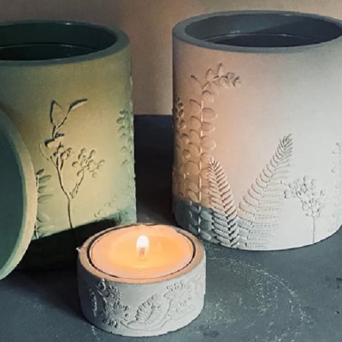 Set 4 hủ nến bằng xi măng đựng viên nến thơm tealight candles - hàng handmade DIY, cốc để nến cúng phật , bàn thờ trang trí nhiều màu