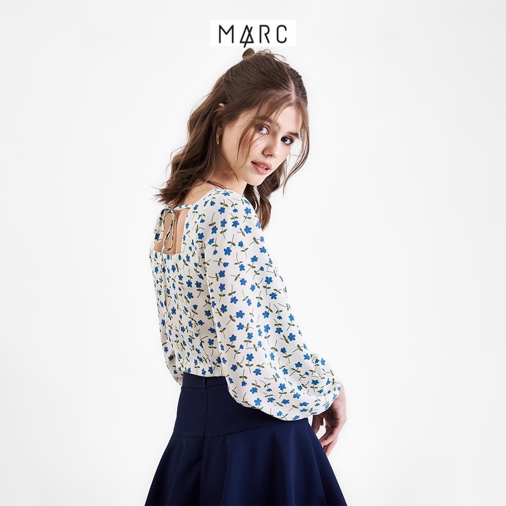Áo kiểu nữ MARC FASHION croptop tay dài hoạ tiết cổ vuông CBSH100722