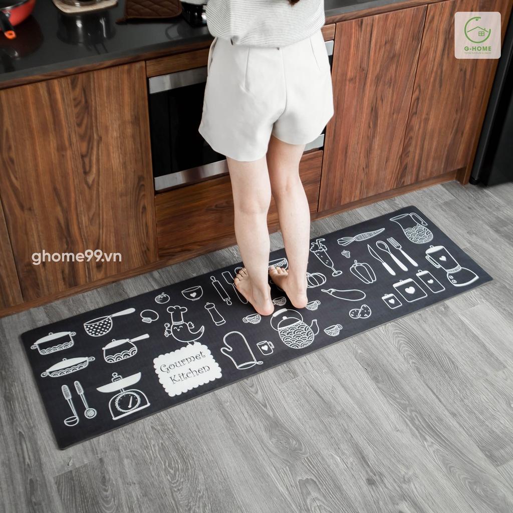Thảm lau chân nhà bếp cao cấp Ghome, thảm bếp da 3D, không thấm nước, dầu mỡ đế cao su chống trơn trượt TB22M1