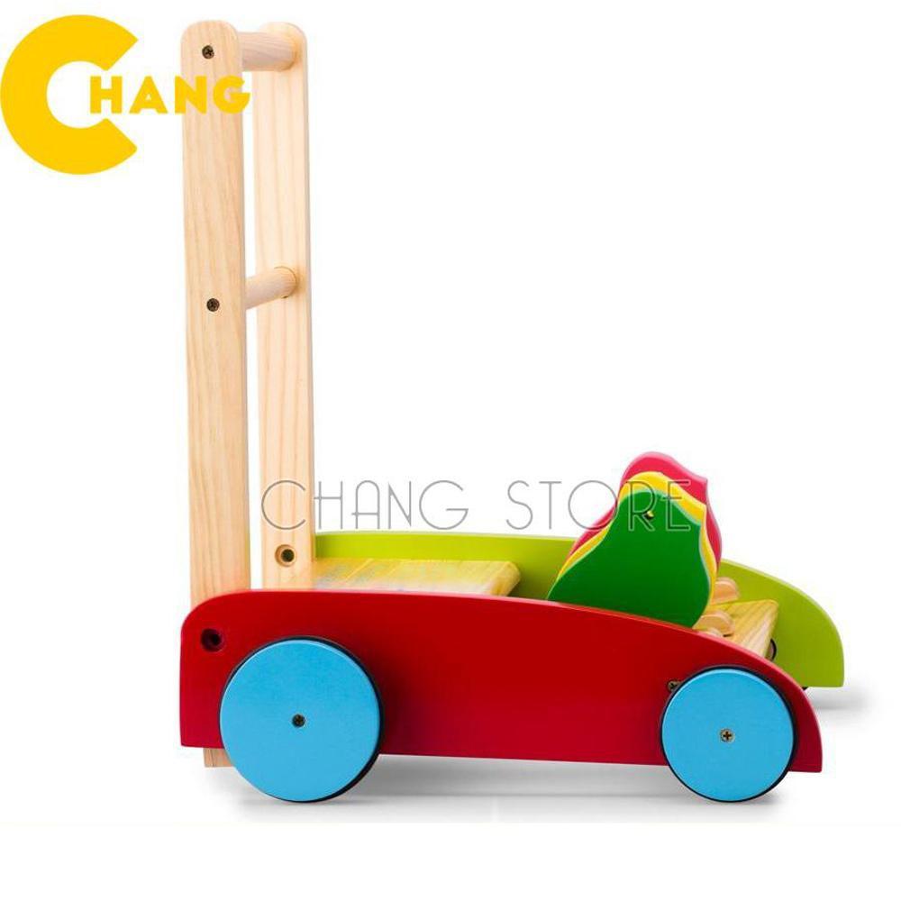 Xe tập đi cho bé, Xe gà, xe đẩy tập đi bằng gỗ giúp giữ thăng bằng, an toàn, dễ dàng sử dụng