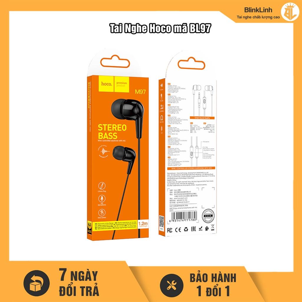 Tai nghe H.O.C.O có dây giá rẻ jack 3.5mm chân tròn, tai nghe màu trắng, màu đen,Tai nghe có mic giá rẻ