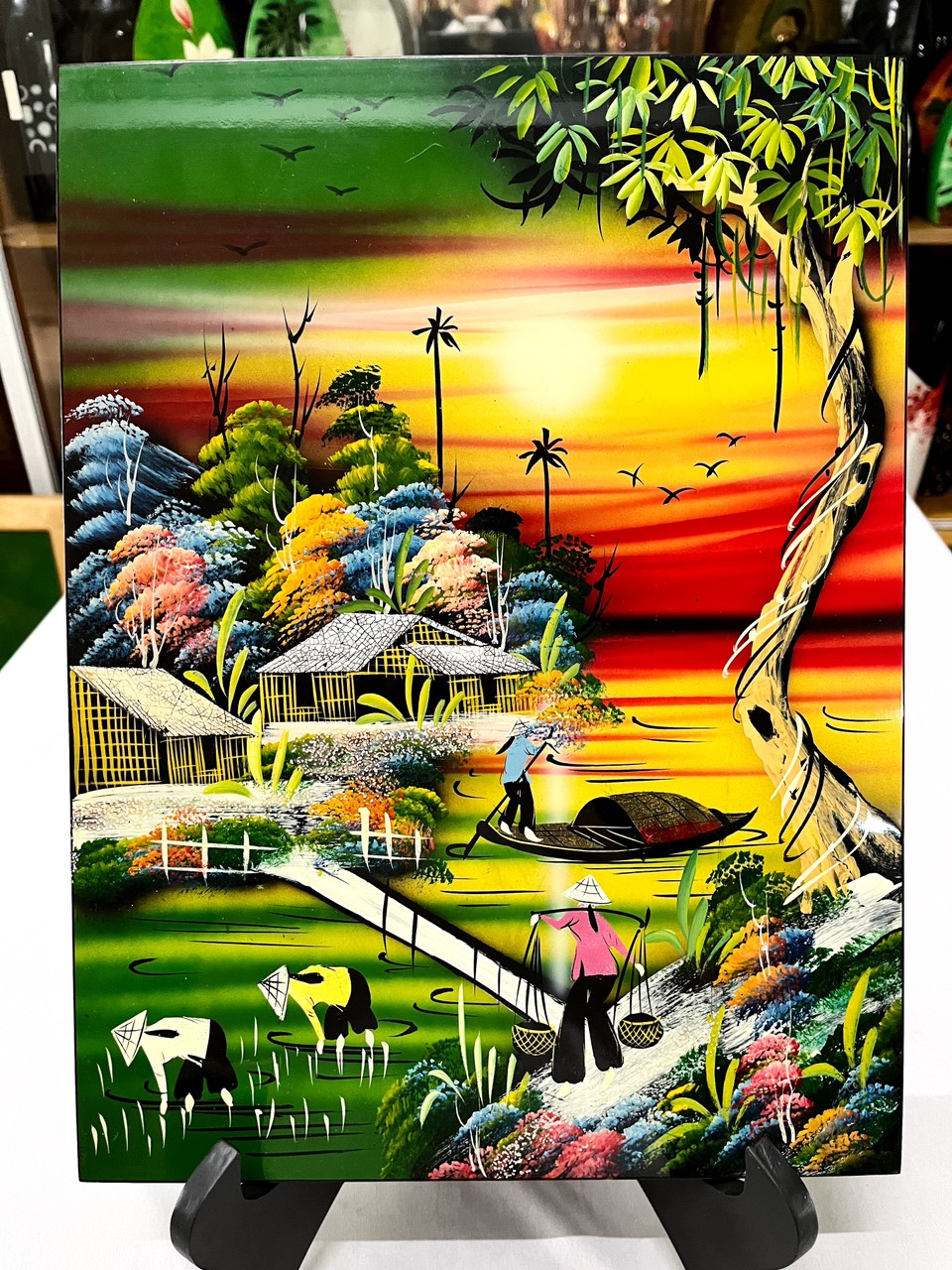 Tranh sơn mài - ĐỒNG QUÊ VIỆT NAM -Hàng xuất khẩu size 30x40 cm