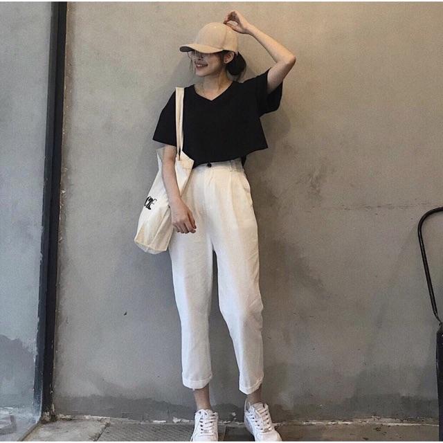 Áo Thun CROPTOP CỔ TIM TRƠN 01 Nữ - ACroptoptraitim