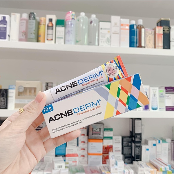 Kem hỗ trợ giảm mụn AcneDerm, làm trắng da, mờ thâm 20% Azelaic