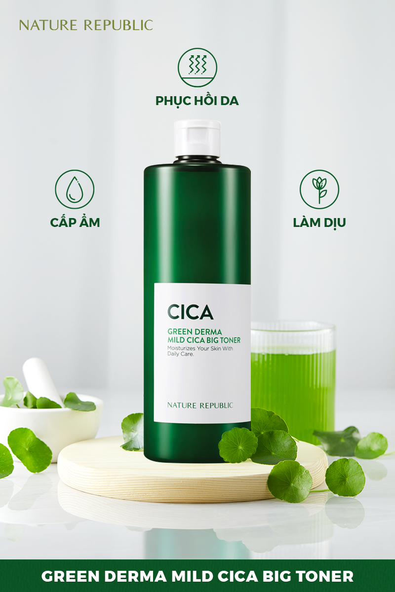 Nước Cân Bằng Da Nature Republic Green Derma Mild Cica Big Toner