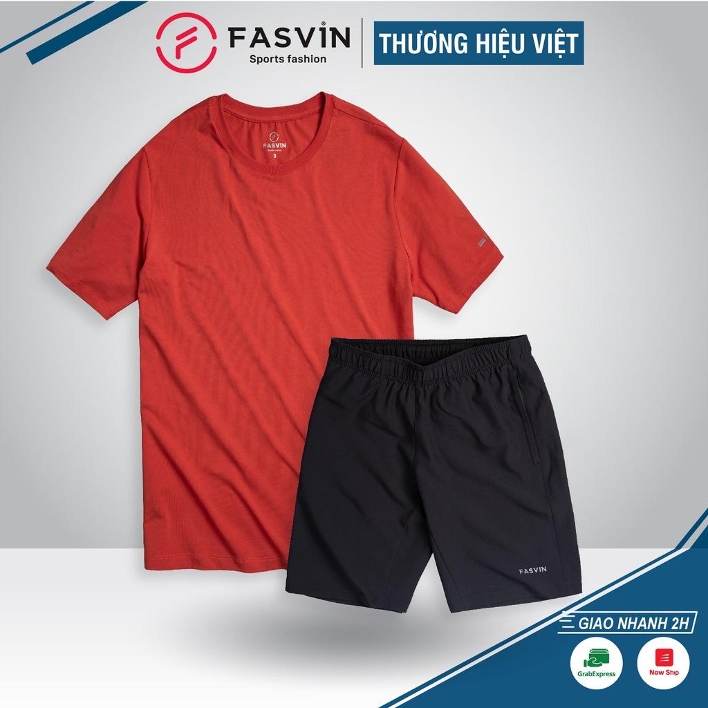 Bộ quần áo thể thao nam Fasvin AT22503.HN cổ tròn mềm mại co giãn thoải mái hàng nhà máy