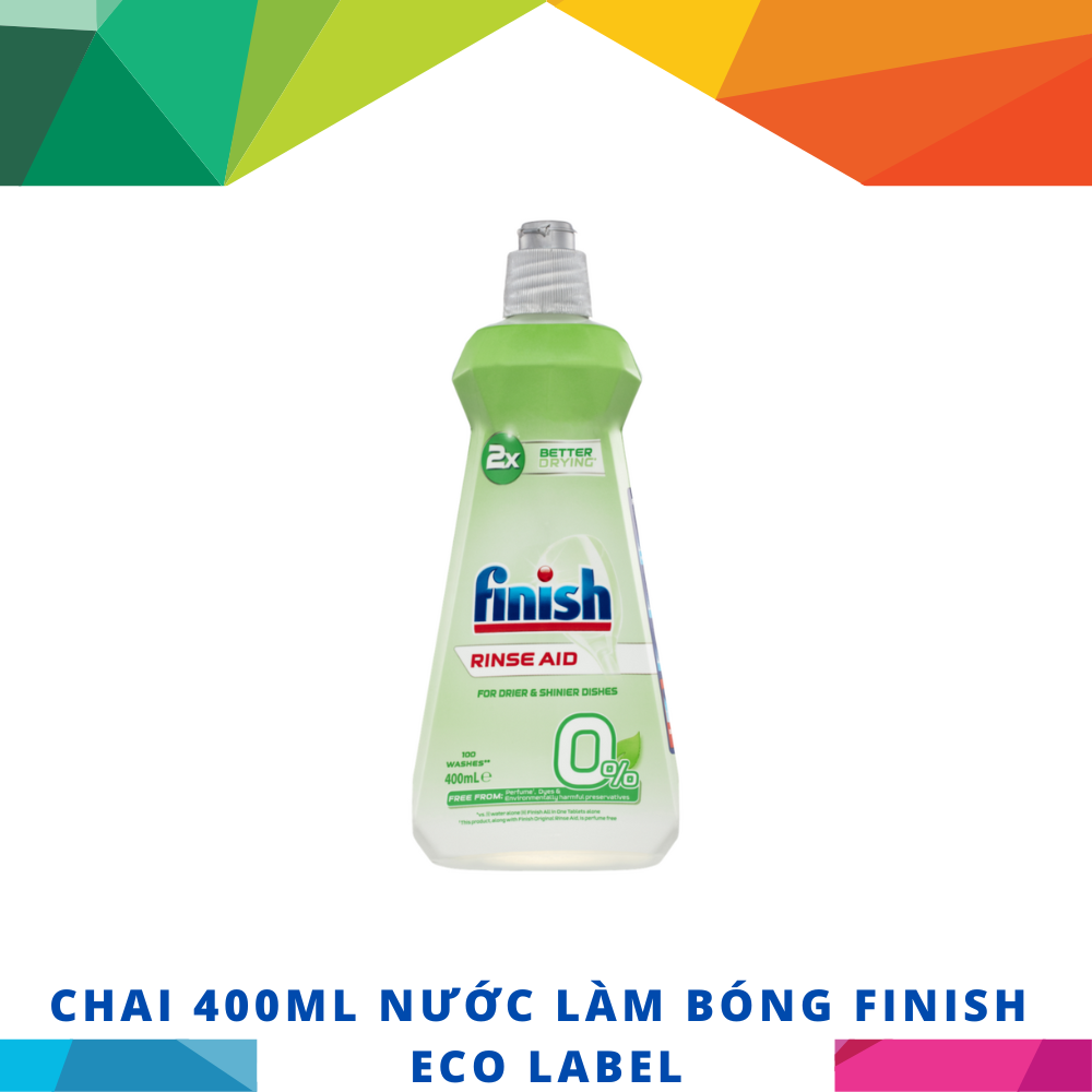 Chai 400ml nước làm bóng chén Finish cho máy rửa chén bát gia đình 400ml (Ecolabel - Thân thiện môi trường -HÀNG MỚI VỀ)