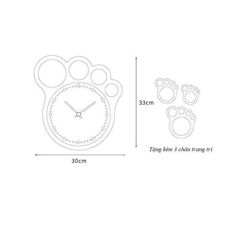 Đồng hồ treo tường bằng Gỗ - hình Bàn Chân xinh xắn