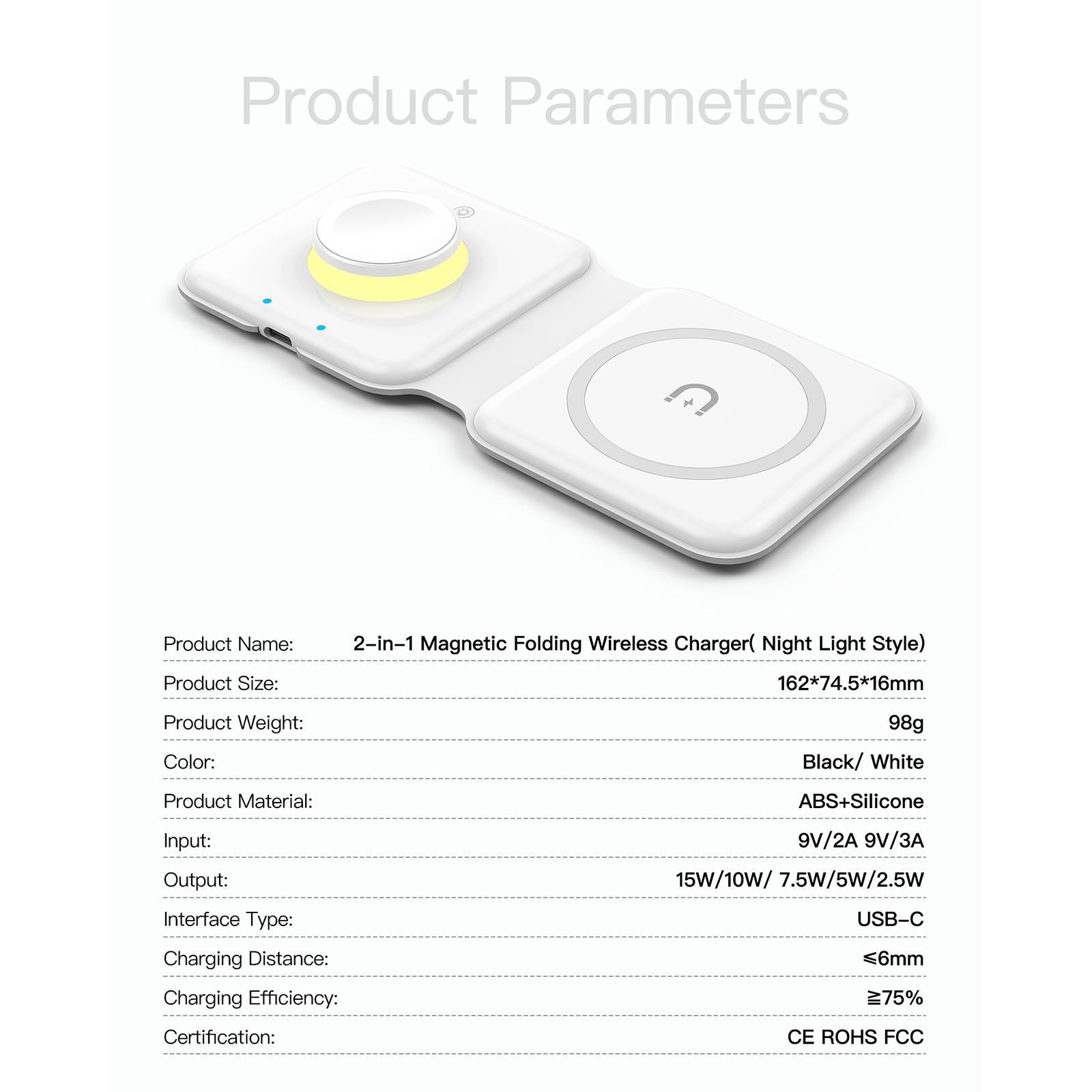 Charging Dock Stand 15W Fast Foldable Silicone White