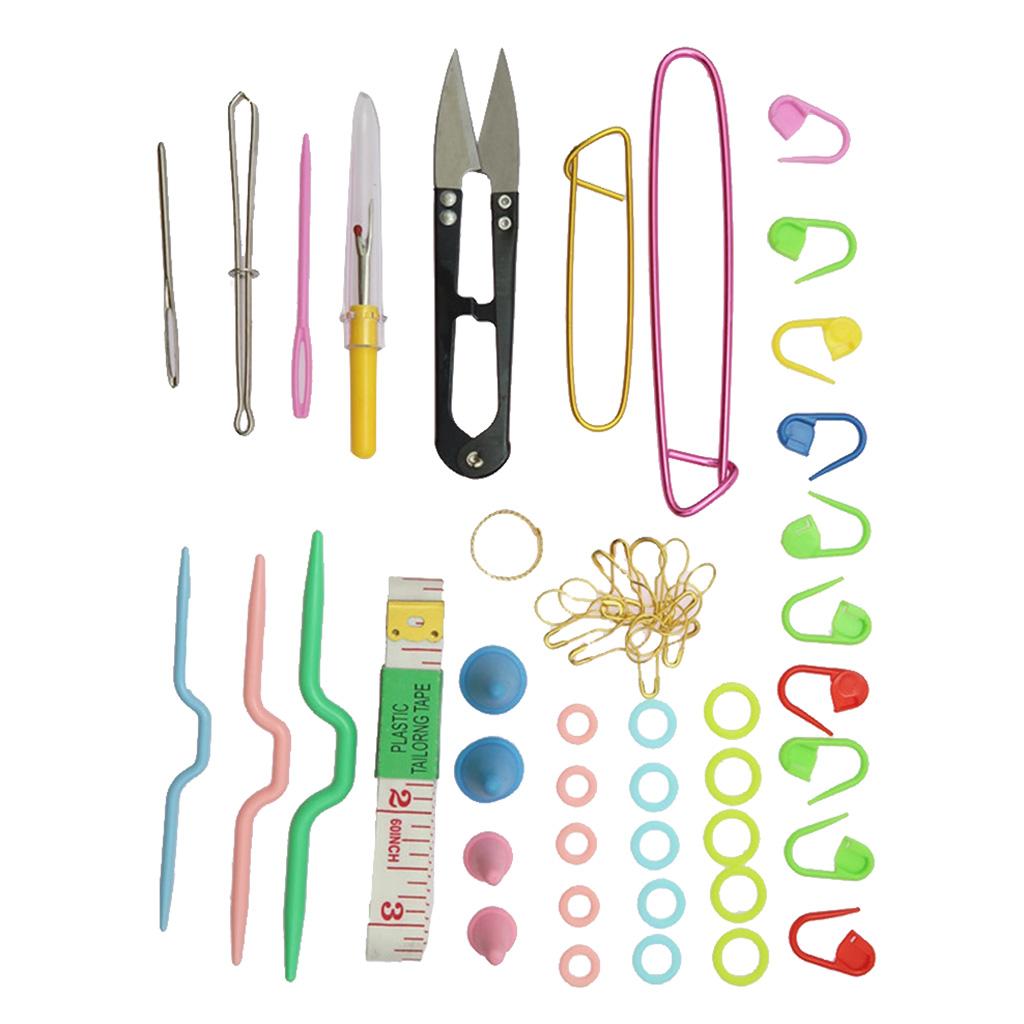 57pcs Knitting Crochet Sewing Accessories Supplies Tool Kit w/ Storage Case
