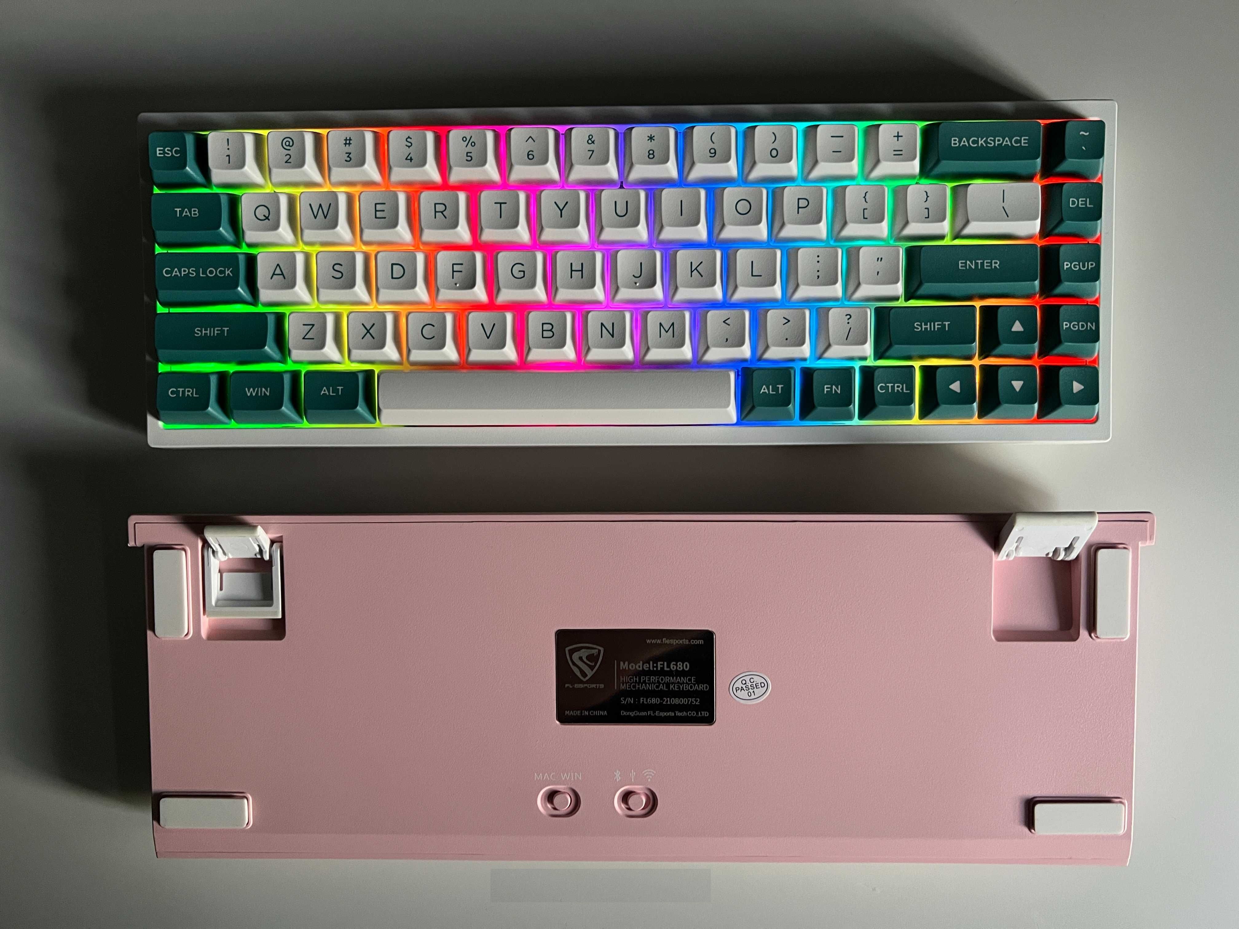 Bàn phím cơ FL-Esports FL680SAM (Night Black/Peach/Aqua Green/Purple/Banana) 3 mode - Hàng chính hãng