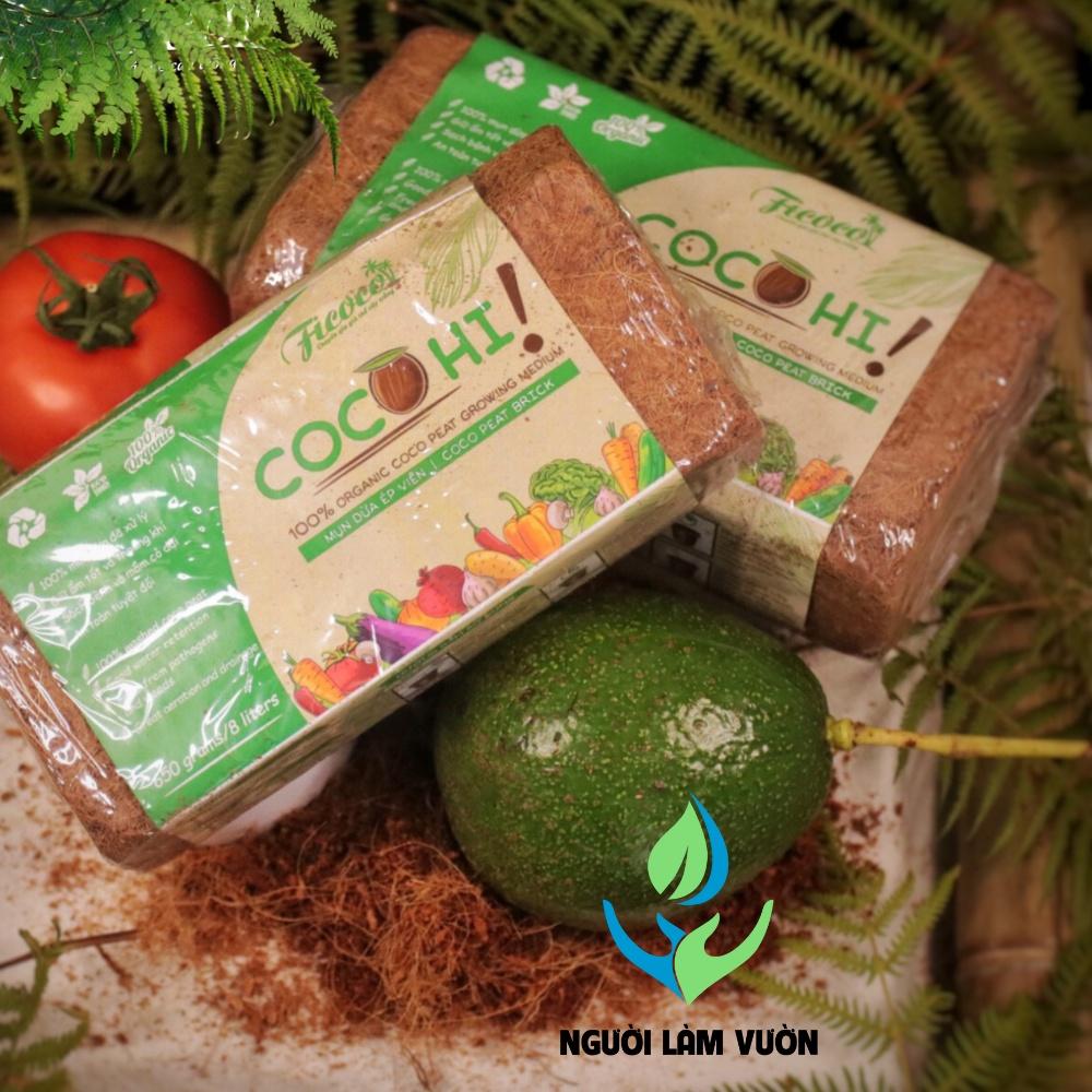 Viên đất trồng cây xơ dừa nén COCO HI đã qua xử lý 650g nở ra 8 lít trồng hoa rau cây cảnh - giữ ẩm tốt