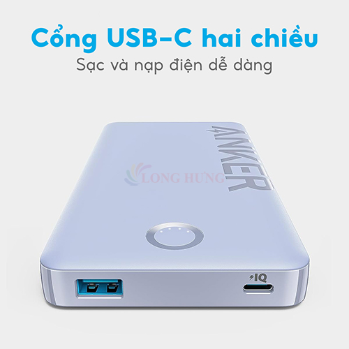 Sạc dự phòng Anker 323 PowerCore PIQ 1USB 1Type-C 12W 10000mAh A1334 - Hàng chính hãng