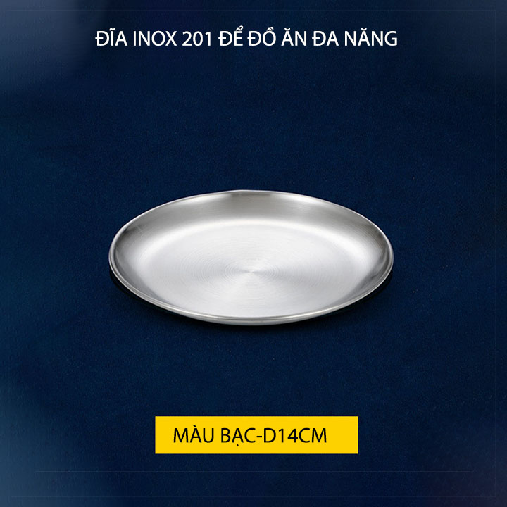Đĩa inox để thức ăn đa năng, tiện dụng, màu vàng hoặc bạc tùy chọn