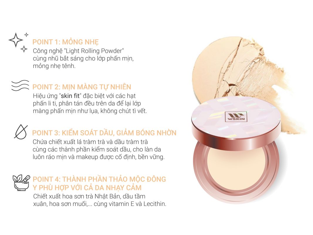 Phấn Nén Đông Y Cao Cấp Wskin Luxury Powder Pact