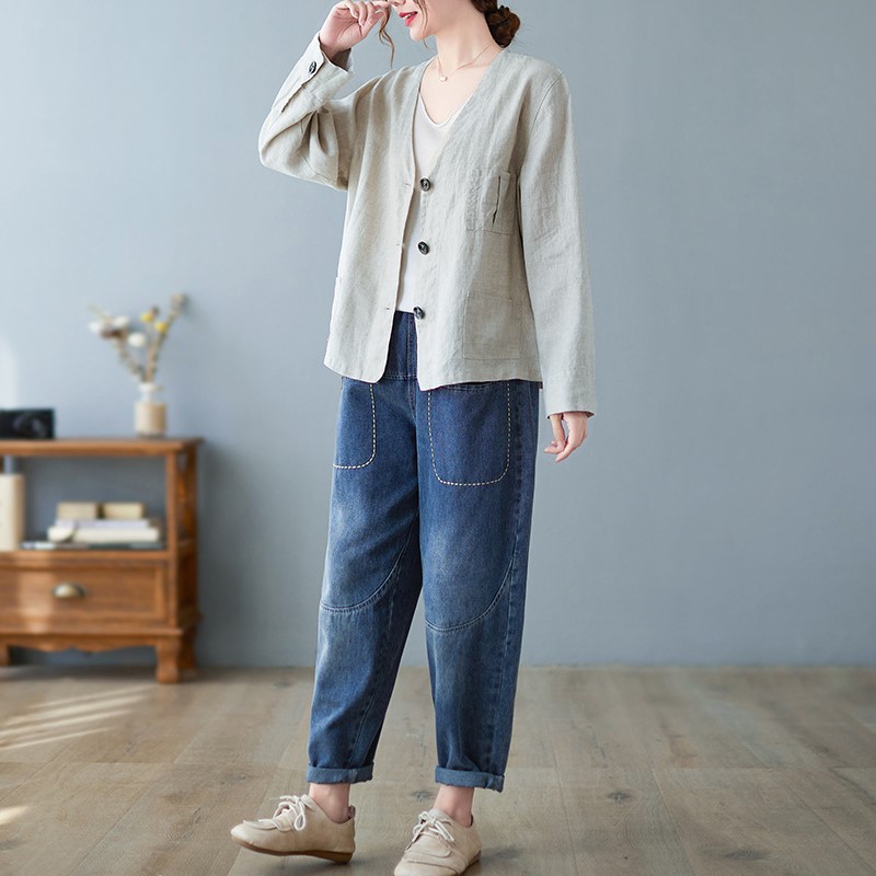 Áo vest Blazer Linen nữ dài tay, chất vải linen mềm mại, thời trang công sở ARCTIC HUNTER AH07