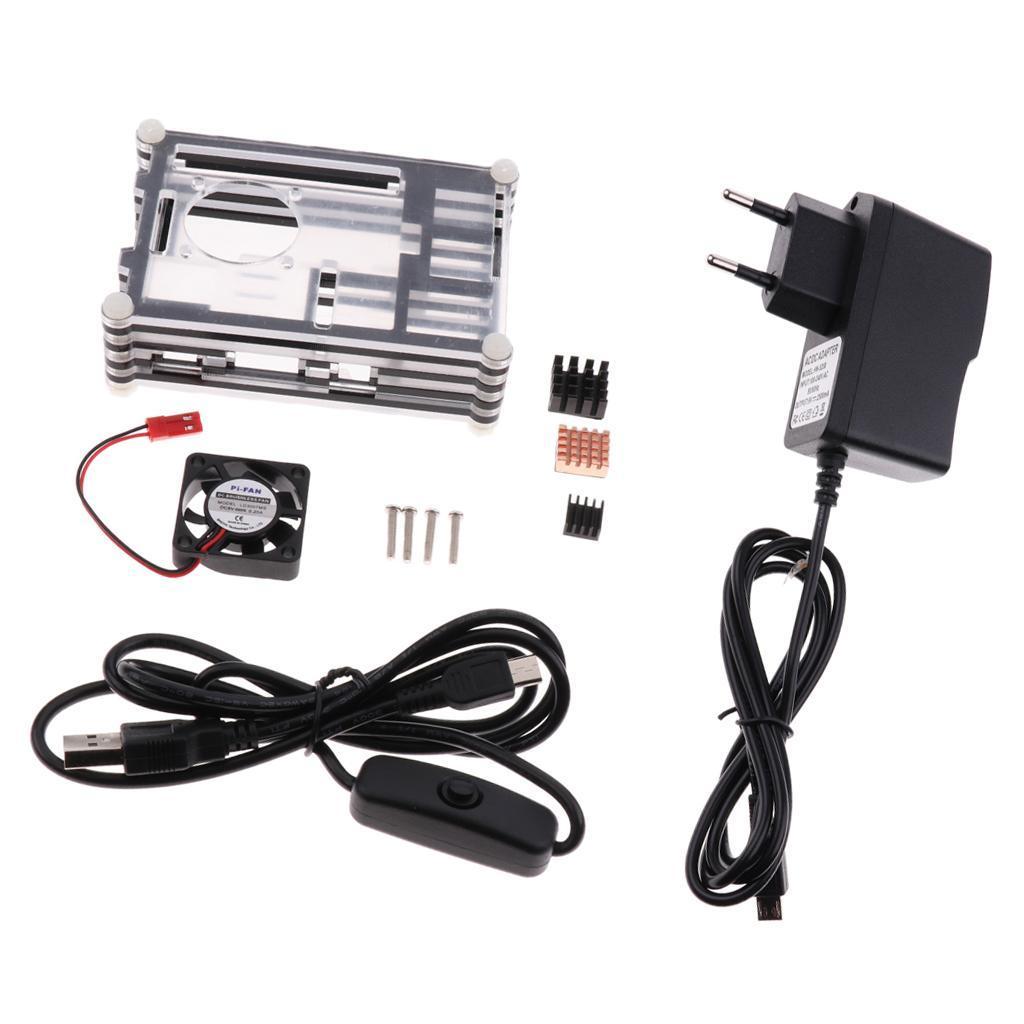 Clear Acrylic Case + Cooling Fan and Heatsinks for Raspberry Pi2 Pi3 Model B