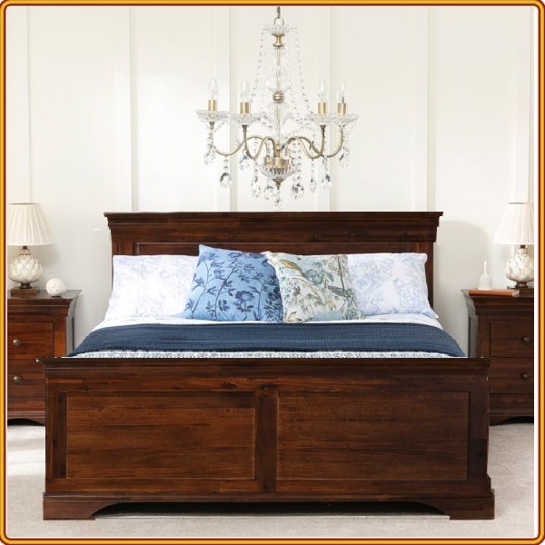 Giường ngủ gỗ sồi Juno sofa màu nâu gỗ xoan đào 