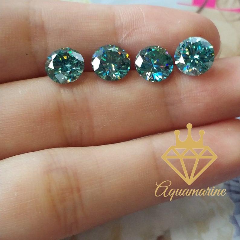 Kim cương nhân tạo Moissanite Round Blue (4-7ly)