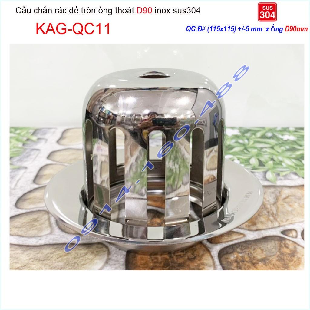 Cầu chắn rác sân thượng KAG-QC11 D90 inox SUS304, cầu chặn rác phễu thoát nước mưa thoát nước nhanh inox bóng sử dụng tố