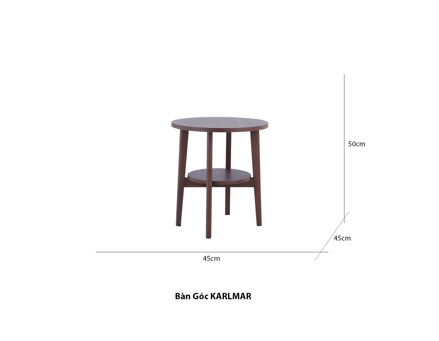 Bàn Góc Index KARLMAR - Gỗ Óc Chó (45x45x50 cm)