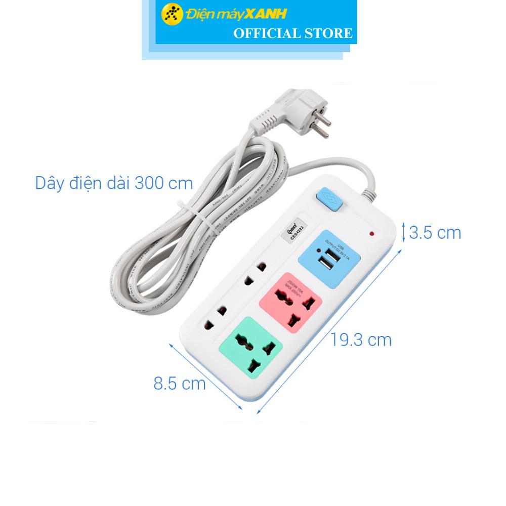 Ổ cắm điện Comet 4 lỗ 2 USB 3m CES4223 - Hàng Chính Hãng
