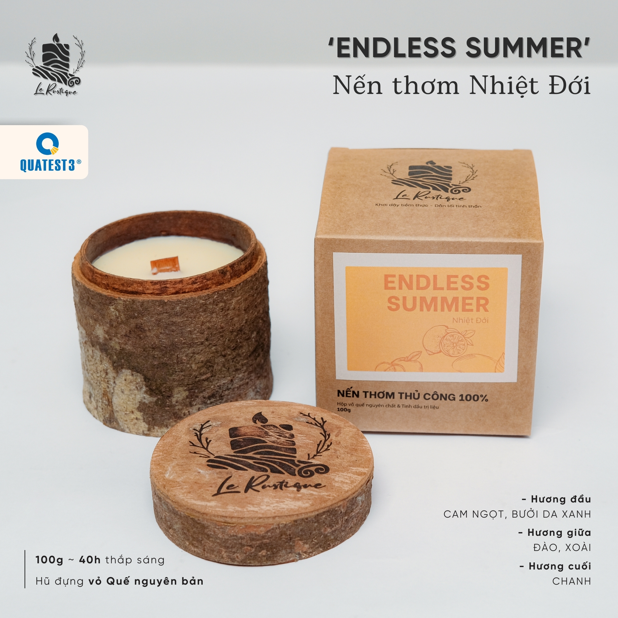 Nến Thơm Trị Liệu Le Rustique Nhiệt Đới (Endless Summer) - Nến Thơm Cao Cấp - An Toàn Sức Khỏe