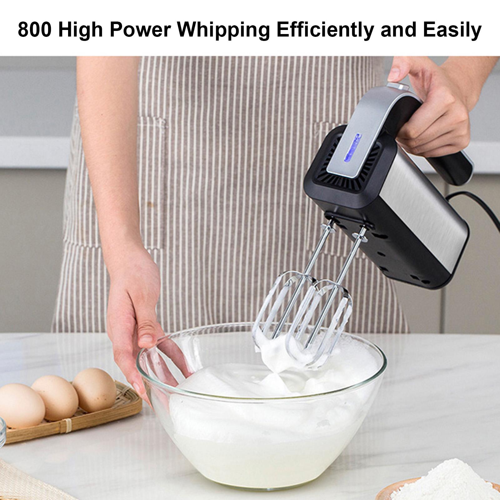 Máy trộn cầm tay điện 5 tốc độ 800W bằng thép không gỉ với 2 đầu đánh 2 móc bột dễ dàng