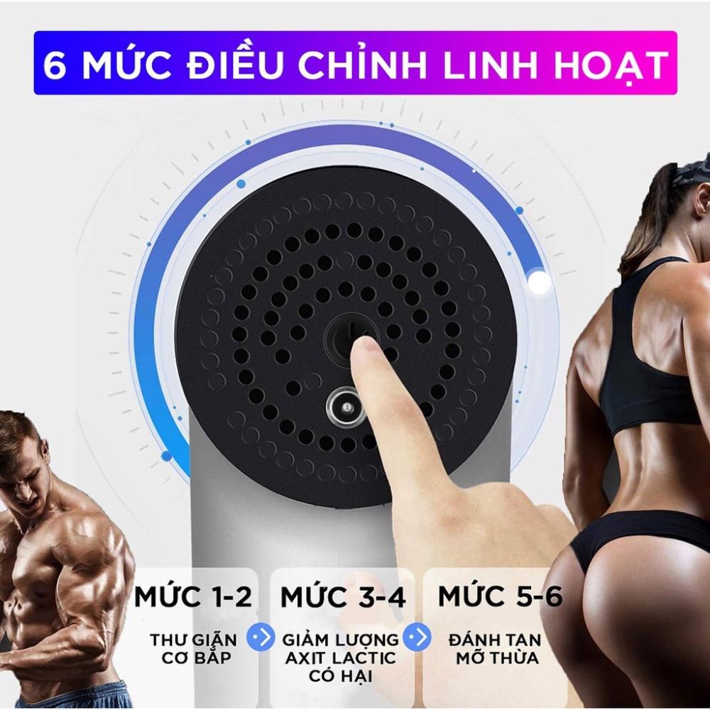 Máy massage cầm tay toàn thân trị liệu 4 đầu 6 chế độ, súng massage cổ vai gáy, giảm đau mỏi vai váy, gian cơ sau tập