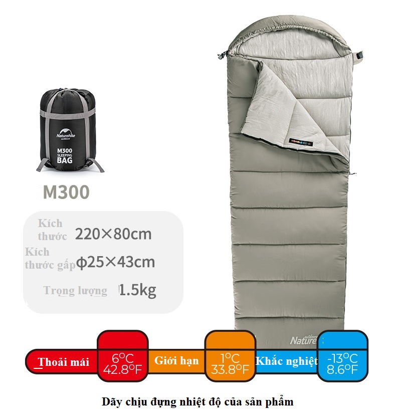 Túi ngủ du lịch cắm trại ngoài trời Nature-hike Mẫu M, túi ngủ bông dày mùa đông chống lạnh, giữ ấm, túi ngủ văn phòng cao cấp