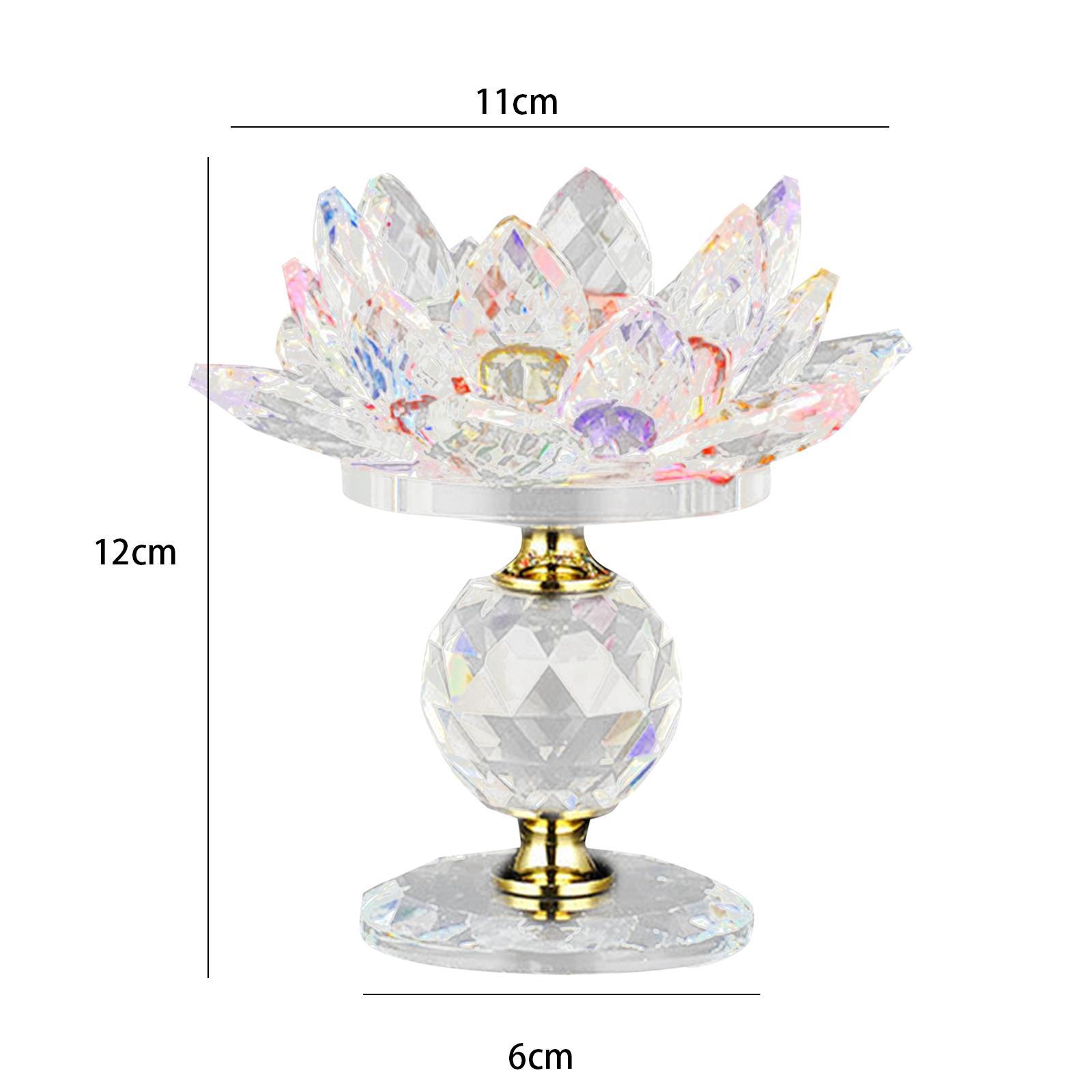 Glass Lotus Flower Tea Light Candle Holder Votive Candle Stand with Glass Base, Tealight Candlestick for Table Centerpiece Decor
