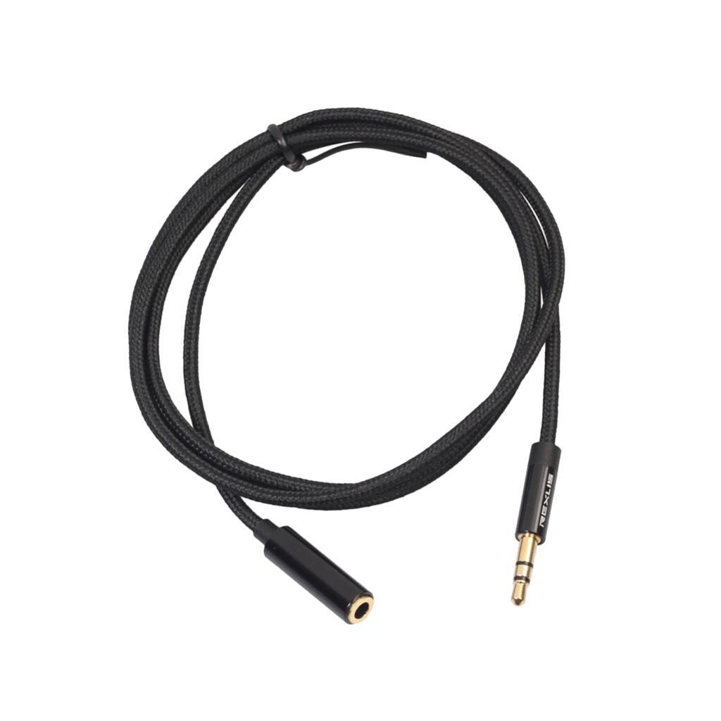 2xHeadphone Extension Cable 3.5mm Jack Male to Female Aux Cable Black 1 m
