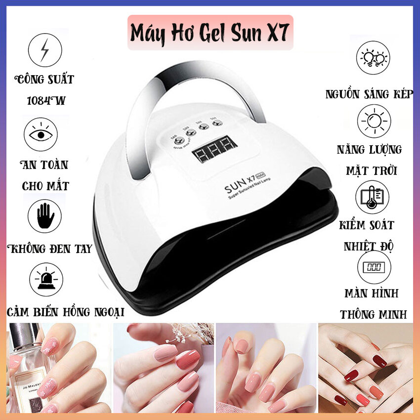 Máy sấy gel hơ móng tay tích điện Sun X7 Max 57 bóng Led/ UV bảo vệ quá nhiệt an toàn cho mắt không hại da tay